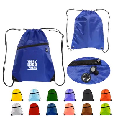 Sport Backpack Drawstring Gym Bag With Zipper Pocket