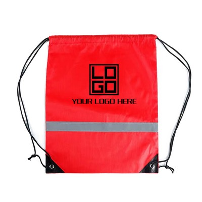 Reflective Strip Drawstring Backpack Bag